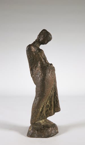Srja Schoffelen - Sierlijk bronzen beeld van een zwangere vrouw kopen? Bied vanaf 350!