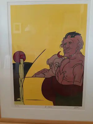 Valerio Adami - Zeefdruk, titel, La Source. Groot werk kopen? Bied vanaf 80!