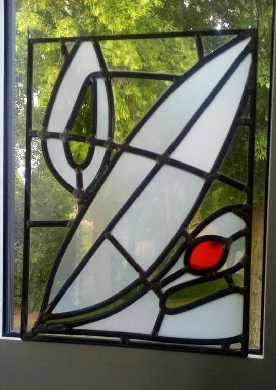 Niet of onleesbaar gesigneerd - Glas-in-lood raamhanger, design Leo Reihs - LAATSTE KANS verkocht voor € 60!