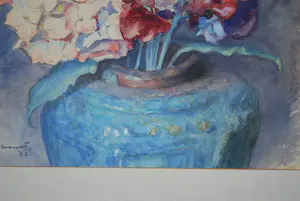 Gerrit N. Woudt - Bloemen in een gemberpotje - aquarel 1962 kopen? Bied vanaf 70!