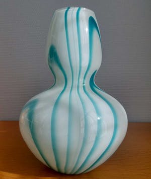 Carlo Moretti - Murano blauw witte vaas kopen? Bied vanaf 50!