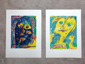 Carl-Henning Pedersen - 2 Litho's van Carl Henning Pedersen uit 1985 - H.C. (incl. map) verkocht voor € 300!