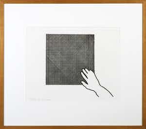 Roger Raveel - Ets uit de map Op bezoek bij Roger Raveel - Ingelijst verkocht voor € 400!