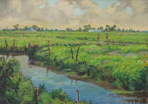 Jan Dekker - Olieverf op doek, Noord-Hollandse polder - Ingelijst kopen? Bied vanaf 80!