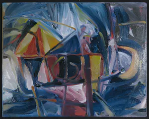 Karel Puhl - Olieverf op board, Abstracte compositie kopen? Bied vanaf 1!