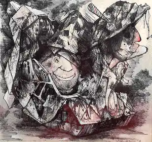 Dirkje Kuik - Fantasiefiguren, tekening (ingelijst) verkocht voor € 1!