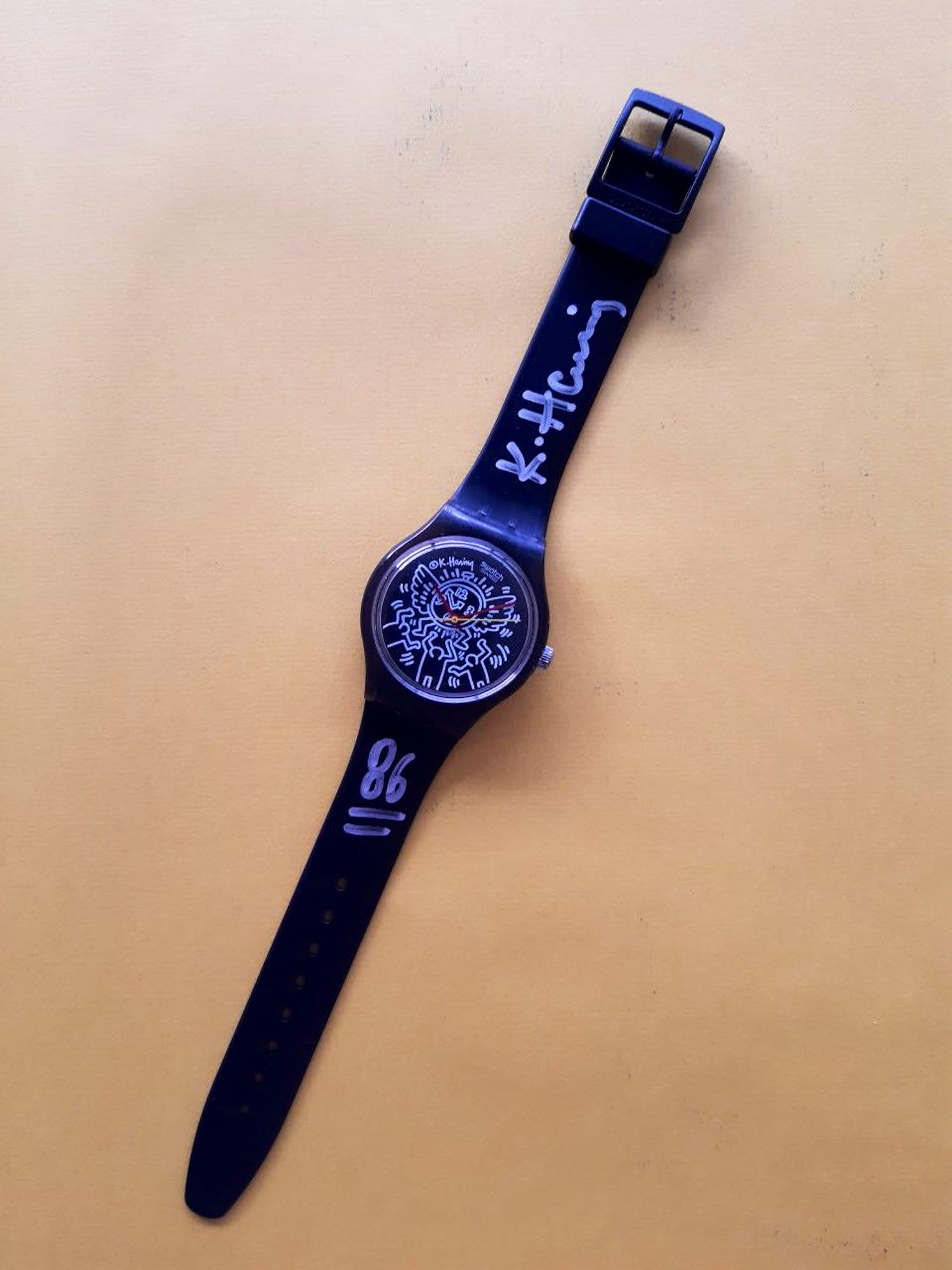 Keith Haring - Swatch "Blanc Sur Noir" (GZ104) Gesigneerd kopen? Bied vanaf 1!