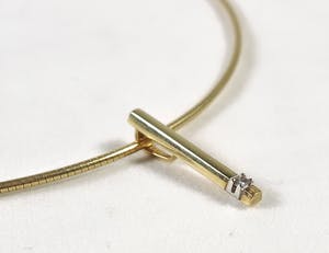 14K Goud - Collier met diamant bezette hanger (inclusief certificaat) kopen? Bied vanaf 170!