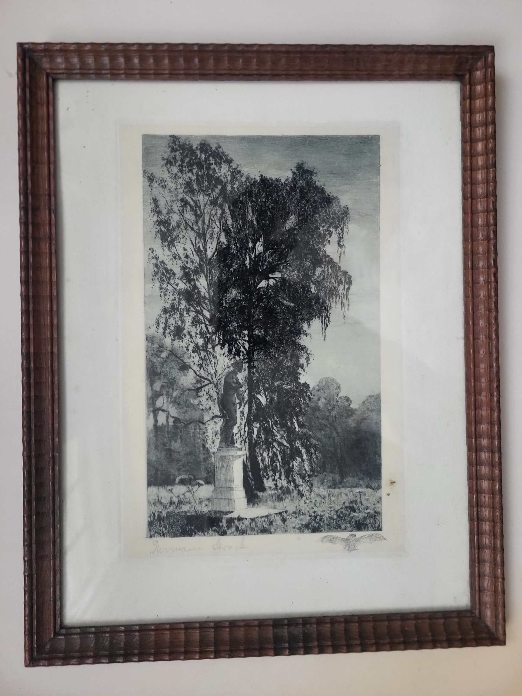 Buy Hermann Struck - Tuin landschap met beeld van naakte dame - circa 1920? Bid from 125!