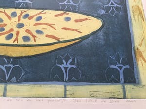 Lukie de Bree - set van 2 grote kleuren etsen | in kostbare lijsten kopen? Bied vanaf 135!