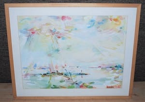 Nico Rijpkema - grote aquarel waterlandschap 1985 - incl gesigneerd kunstboek <- kopen? Bied vanaf 110!