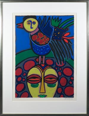 Corneille - Zeefdruk, Masque Africaine - Ingelijst kopen? Bied vanaf 300!