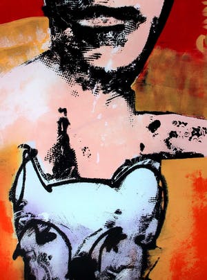 Herman Brood - grote zeefdruk: man met hond kopen? Bied vanaf 450!