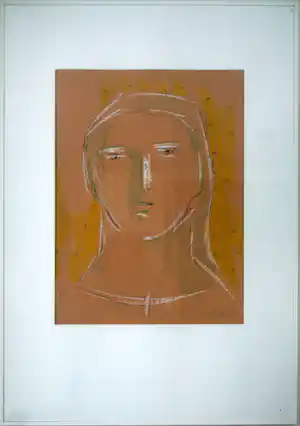 Henk Zweerus - Grote vroege gouache "Madonna" op kraftpapier - in lijst vendu pour 60€ !