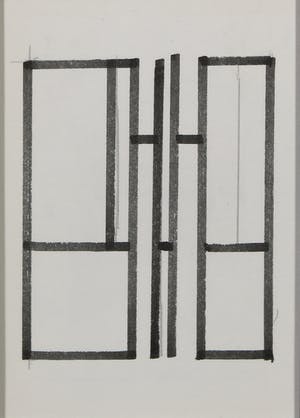 Siep van den Berg - Lot van twee pentekeningen, Abstracte compositie - Ingelijst kopen? Bied vanaf 1!