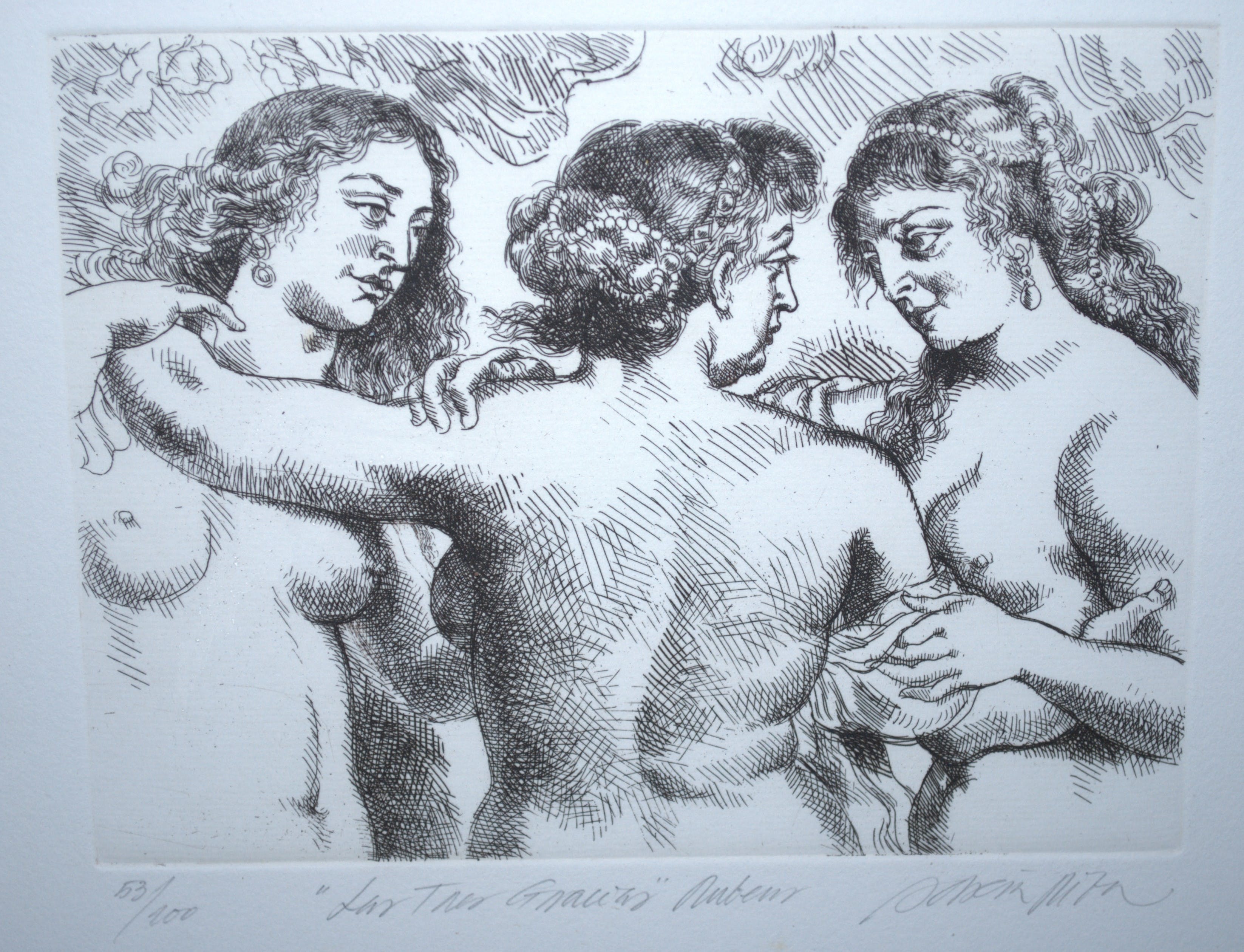 Niet of onleesbaar gesigneerd - _ de 3 gratieën _ gesigneerde ets  kopen? Bied vanaf 1!