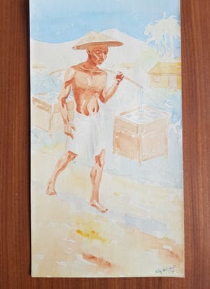 Niet of onleesbaar gesigneerd - 2 x Indische aquarel gesigneerd door "Touissant '43" kopen? Bied vanaf 1!