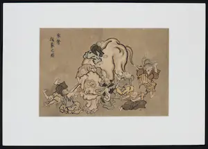 Hanabusa Itchō - (naar) Japanse inkttekening, Blinde monniken onderzoeken een olifant kopen? Bied vanaf 1!