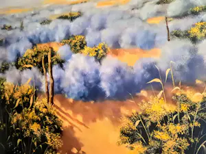 Günter Georg Burr - Ölgemälde Landschaft Lavendelfeld 80er Jahre kopen? Bied vanaf 520!