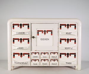 Curiosa - Houten kruidenkastje met porseleinen lades kopen? Bied vanaf 100!