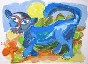 John Lie a Fo - Zeefdruk, Blauwe tijger verkocht voor € 35!