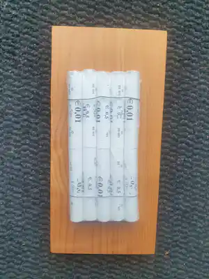 Jan Henderikse - Zero - rollen centen op paneel - 29 x 14 x 4 cm verkauft für € 250!