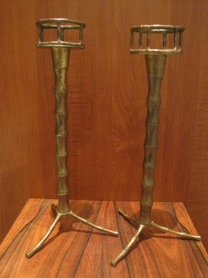 Brons (Onbekend) - 2 Japanse kandelaars. kopen? Bied vanaf 45!