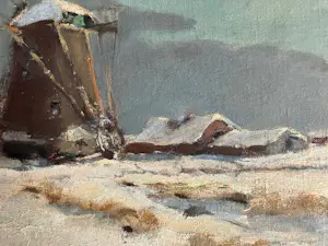 Jacob Boudewijn Volkers - Molen in de sneeuw bij Hoogmade kopen? Bied vanaf 50!
