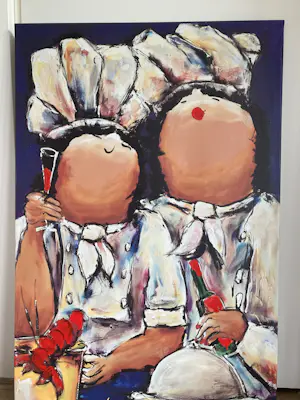 Theo Broeren - Glicée met acryl opdoek “ Kokkerellen 2 “ kopen? Bied vanaf 120!