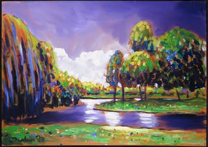 Justus Donker - Acryl op doek, Oosterpark Amsterdam (Groot) kopen? Bied vanaf 150!