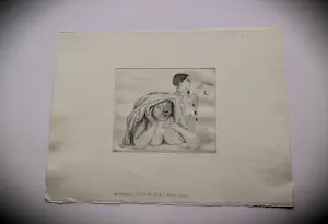 Herman Berserik - Monochrome 1976 "Ets "vrouwelijk naakt en pierrot" - uniek eigen druk exemplaar kopen? Bied vanaf 36!