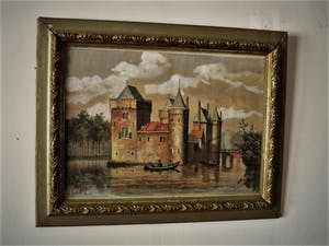 Niet of onleesbaar gesigneerd - Fraaie 19e Eeuwse realistische Aquarel "Slot Kasteel Schagen" gesigneerd kopen? Bied vanaf 1!