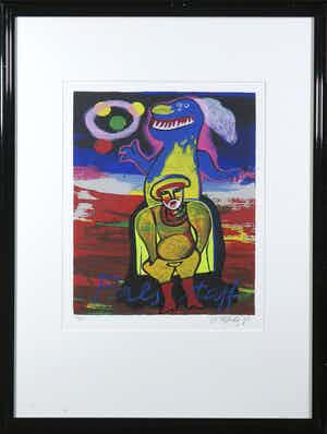 Corneille - Zeefdruk, Falstaff - Ingelijst verkocht voor € 200!