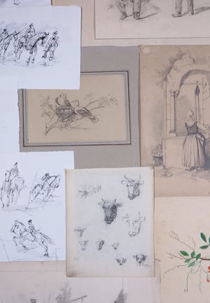 Niet of onleesbaar gesigneerd - Lot, Diverse Tekeningen en Aquarellen [16] kopen? Bied vanaf 1!