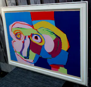Karel Appel - Ingelijste kleurenlitho: ''dream colored head'' - 1970 (groot werk!) kopen? Bied vanaf 1395!