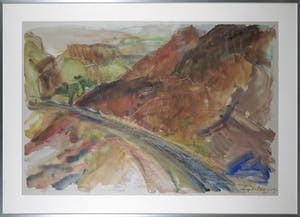 Miep de Leeuwe - Aquarel en krijt, Sinaï - Ingelijst (Groot) kopen? Bied vanaf 1!