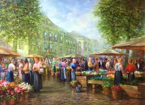 Jan Hovener - C4774, Bloemenmarkt verkocht voor € 350!