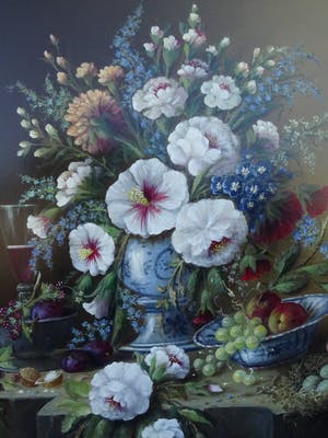 Thomas Heesakkers - Mooi groot pronkstilleven bloemen en fruit. kaufen? Bieten Sie von 695!