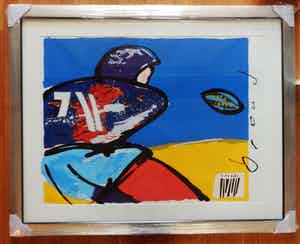 Herman Brood - Kleurenzeefdruk RUGBY ------ Handgesigneerd verkocht voor € 150!