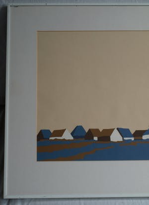 Curiosa - Knipselkunst , Dorpsgezicht Noord-Holland – ingelijst - 1989 kopen? Bied vanaf 1!