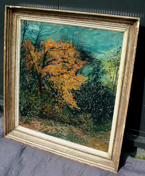 Charles Eyck - groot ingelijste olieverf op doek: Boslandschap in de schemering - 1945 kopen? Bied vanaf 1895!