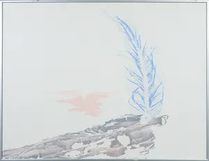 Johannes van Hoften - Acryl op papier, Gevederd landschap I - Ingelijst kopen? Bied vanaf 1!
