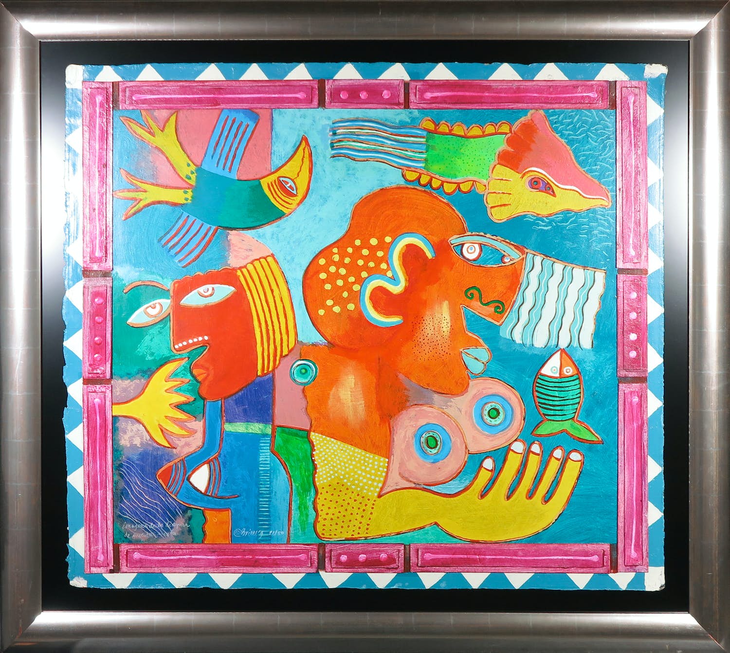 Clemens Briels - Handbewerkte zeefdruk, Imagenes de la diaspora - Ingelijst (Zeer groot) verkocht voor € 200!