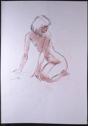 Jan Sluijters (jr.) - Krijttekening, Poserend naakt kopen? Bied vanaf 1!