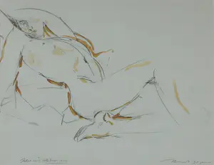 Ruudt Wackers - Gemengde techniek op papier, La belle Americaine - Ingelijst kopen? Bied vanaf 100!