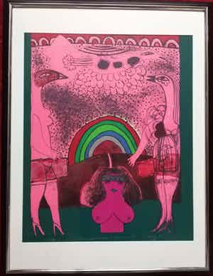 Corneille - Dialoque de Oisseaux - grote litho - Epreuve dartist verkocht voor € 350!