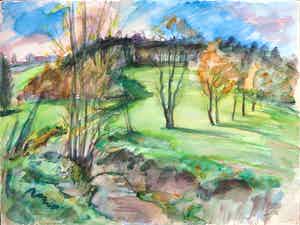 Jan Sluijters (jr.) - Aquarel, Boslandschap verkocht voor € 60!