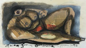 Guy Olivier - Gemengde techniek op krantenpapier, Gerda - Ingelijst kopen? Bied vanaf 1!