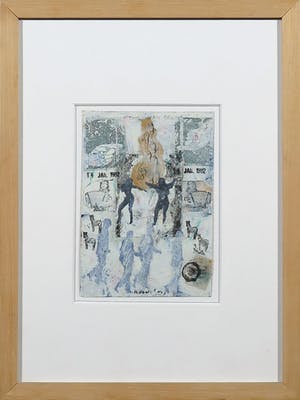 Ad Snijders - Gouache en collage, This way ... - Ingelijst kopen? Bied vanaf 50!