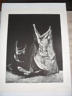 Jean-Baptiste Sécheret - Litho, titel. "Snoekkoppen III ". kopen? Bied vanaf 30!